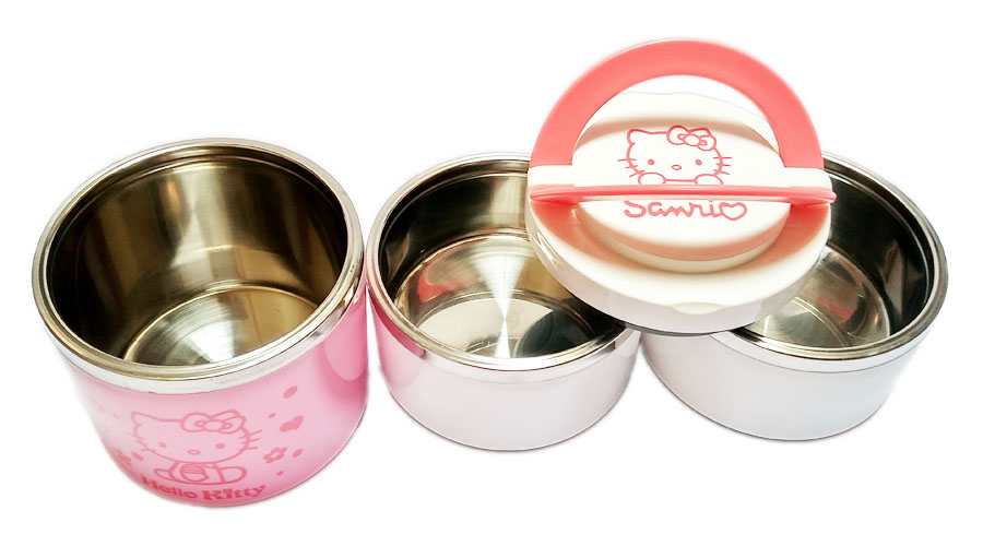 Cặp lồng cơm giữ nhiệt lõi Inox 3 tầng Hello Kitty