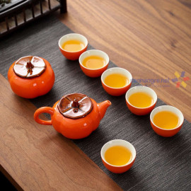 Bộ ấm chén pha trà gốm sứ Trung Hoa Kung Fu dáng quả hồng