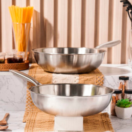 Chảo sâu lòng Inox 3 lớp đúc liền khối Makeup Uni Clad Kimscook 30cm