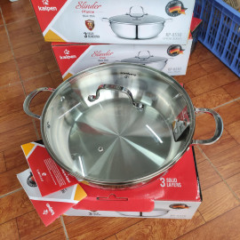 Chảo Inox 304 thân đúc đáy liền nguyên khối Kalpen size 30cm