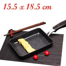Chảo vuông cuộn trứng chống dính vân đá Saracook Nhật Bản 15x18cm đáy từ