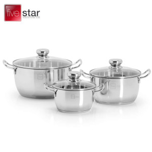 Bộ 3 nồi Inox 3 đáy Fivestar Royal Cool FSB3028 nắp kính, bảo hành 5 năm