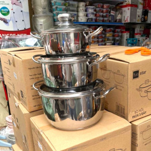 Bộ 3 nồi Inox 3 đáy Fivestar Royal Cool FSB3028 nắp kính, bảo hành 5 năm