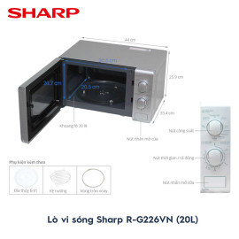 Lò vi sóng có nướng Sharp R-G226VN-S dung tích 20 lít, bảo hành 12 tháng