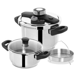 Nồi áp suất Inox 304 bếp từ Royal King 6 lít thương hiệu Đức kèm Nồi 24cm và vỉ hấp