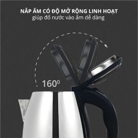 Ấm đun nước siêu tốc Inox Electric Kettle 1.8L công suất 1500W, xuất xứ Việt Nam