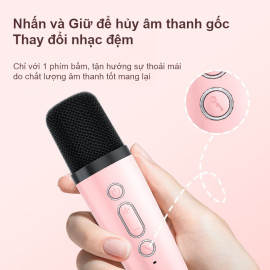 Bộ Loa Bluetooth kèm 02 Micro không dây Karaoke Mini K1 hồng