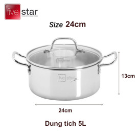 Bộ nồi inox 304 đúc liền khối Fivestar Plus FPB3002 (2 nồi 1 quánh), bảo hành 25 năm