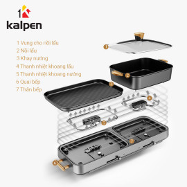 Bếp lẩu nướng đa năng Kalpen PP99 công suất 2200W chuẩn Đức, bảo hành 2 năm