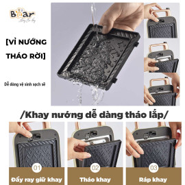 Máy kẹp nướng bánh mì sandwich 2 khay Bear DBC-C06M1, bảo hành 18 tháng