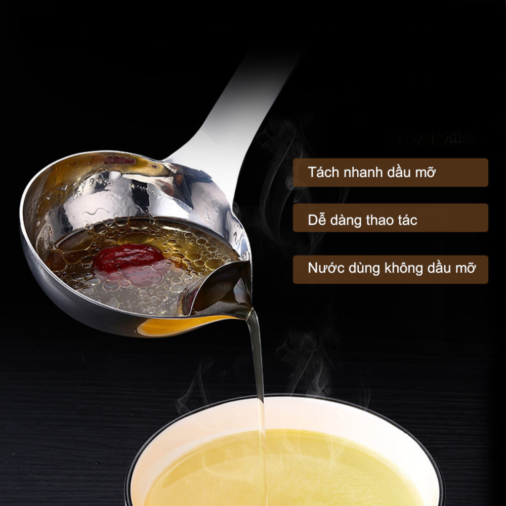 Muôi tách dầu mỡ inox 304 KM-4243 cán cong thông minh hàng Nhật ...