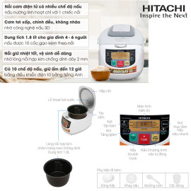 Nồi cơm điện tử Hitachi RZ-D18XFY-GWH dung tích 1.8L, Double Cook, Made in Thailand