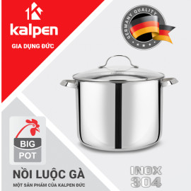 Nồi luộc gà inox 304 cao cấp 5 đáy Kalpen Lermat 30cm, bảo hành 5 năm