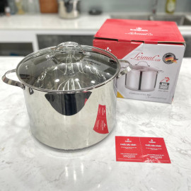 Nồi luộc gà inox 304 cao cấp 5 đáy Kalpen Lermat 28cm, bảo hành 5 năm