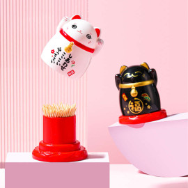 Ống đựng tăm Mèo thần tài Maneki-Neko Nhật Bản Miki 4640