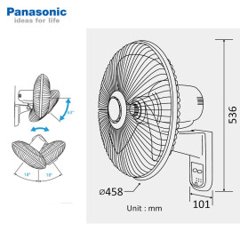 Quạt treo tường Panasonic F‑409M có khiển, xuất xứ Malaysia, bảo hành 12 tháng