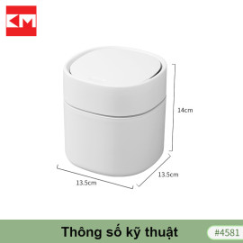 Thùng rác nhựa mini KM Japan 4581 nắp ấn bật