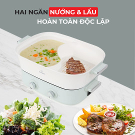 Bếp nướng lẩu 2 ngăn đa năng Kalpen 6.5L công suất 2200W, bảo hành 2 năm