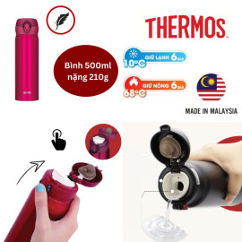 Bình giữ nhiệt nút bấm Thermos Nhật Bản dung tích 500ml, sản xuất Malaysia