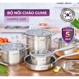 Bộ nồi quánh chảo chống dính Inox 5 món cao cấp Gume Hàn Quốc