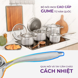 Bộ nồi quánh chảo chống dính Inox 5 món cao cấp Gume Hàn Quốc