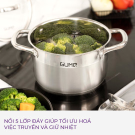 Bộ nồi quánh chảo chống dính Inox 5 món cao cấp Gume Hàn Quốc