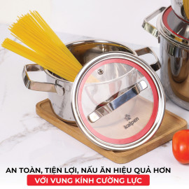 Bộ nồi inox 3 lớp liền khối Kalpen Emer EM1 size 1620/24cm hàng Đức, bảo hành 30 năm