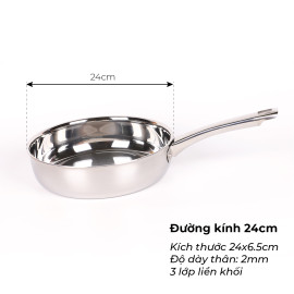 Chảo Inox 3 lớp đúc liền khối Kalpen Kazler 24cm đáy từ chuẩn Đức