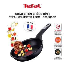 Chảo chiên rán chống dính Tefal Unlimited G2550502 size 26cm nhập khẩu Pháp