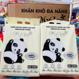 Khăn khô rút đa năng cao cấp MyLan gấu trúc 200 tờ/xách
