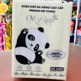 Khăn khô rút đa năng cao cấp MyLan gấu trúc 200 tờ/xách