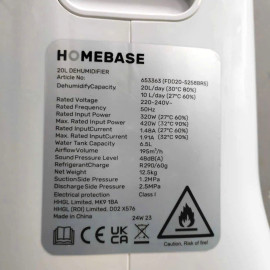 Máy hút ẩm, lọc không khí Homebase dung tích 20L cho phòng từ 30-60m2