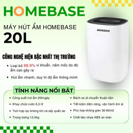 Máy hút ẩm, lọc không khí Homebase dung tích 20L cho phòng từ 30-60m2