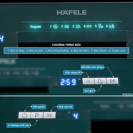 Máy rửa chén bát độc lập Hafele HDW-F601B (535.29.670) hàng Đức, bảo hành 3 năm