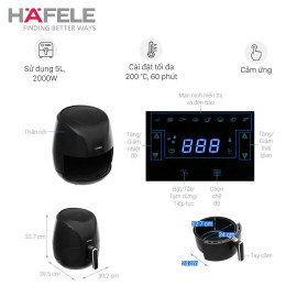 Nồi chiên không dầu Hafele HS-AF601B dung tích 6.4L công suất 2000w