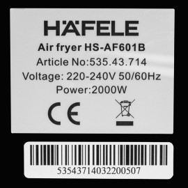 Nồi chiên không dầu Hafele HS-AF601B dung tích 6.4L công suất 2000w