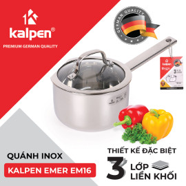 Quánh inox 3 lớp liền khối Kalpen Emer EM16 size 16cm, bảo hành 30 năm