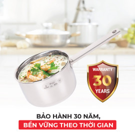 Quánh inox 3 lớp liền khối Kalpen Emer EM16 size 16cm, bảo hành 30 năm