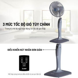 Quạt cây Mitsubishi LV16-RB CY-BW kèm remote, sản xuất Thái Lan, bảo hành 12 tháng