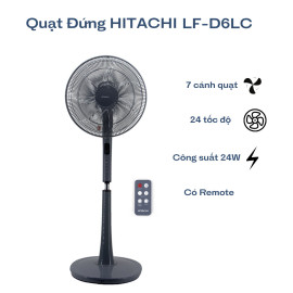 Quạt đứng 7 cánh Hitachi LF-D6RCGM công suất 24W kèm khiển từ xa, bảo hành 2 năm