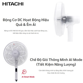 Quạt đứng 7 cánh Hitachi LF-D6RCGM công suất 24W kèm khiển từ xa, bảo hành 2 năm