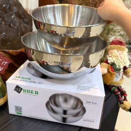 Bộ 2 tô trộn Inox cao cấp Arber AN-06VH (20cm và 24cm)