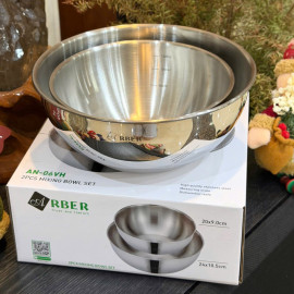 Bộ 2 tô trộn Inox cao cấp Arber AN-06VH (20cm và 24cm)