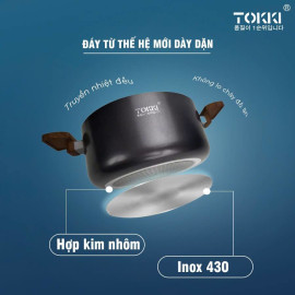 Bộ 2 nồi 1 chảo nhôm chống dính 5 lớp Tokki Hàn Quốc TK82 đáy từ