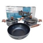 Bộ 2 nồi 1 chảo nhôm chống dính 5 lớp Tokki Hàn Quốc TK82 đáy từ