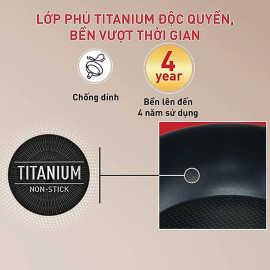 Chảo sâu lòng chống dính Titanium Tefal Sensations 28cm đáy từ
