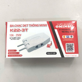 Phích cắm điện chuyển đổi 1 chia 3 Ominsu 2200W 10A 250V dạng dẹt