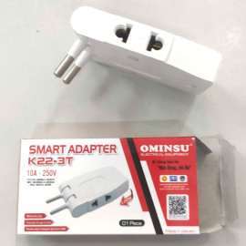Phích cắm điện chuyển đổi 1 chia 3 Ominsu 2200W 10A 250V dạng dẹt