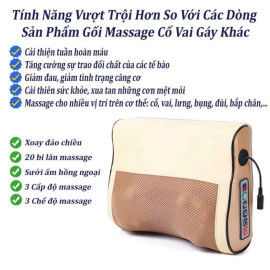 Gối massage cổ vai gáy hồng ngoại Okato Seka Nhật Bản 6 chức năng