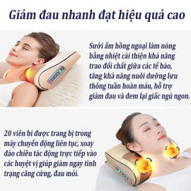 Gối massage cổ vai gáy hồng ngoại Okato Seka Nhật Bản 6 chức năng